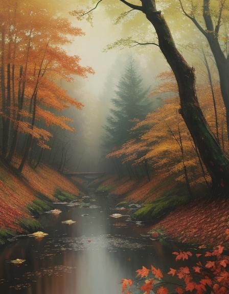 Autumn Forest Impressionist Oil Painting