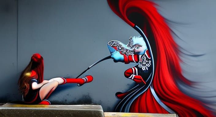 Graffiti Art: Redhead Girl in Street Art Style