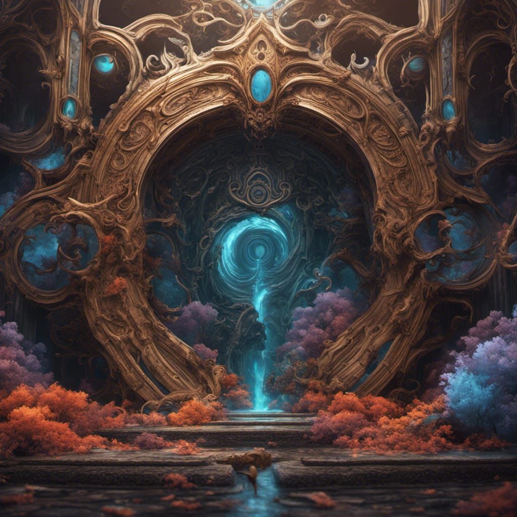 Fantastical Swirl: Detailed Matte Painting in Deep Color