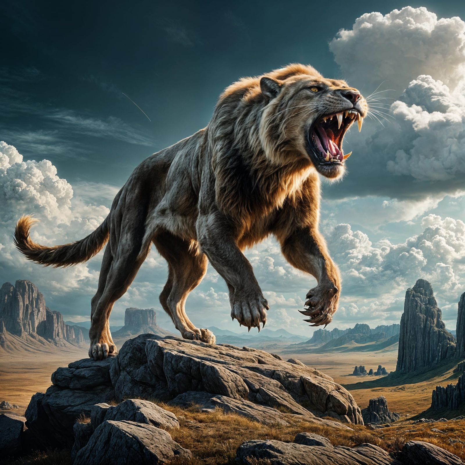 Surreal Fantasy Beast Leaps from Ancient Rock