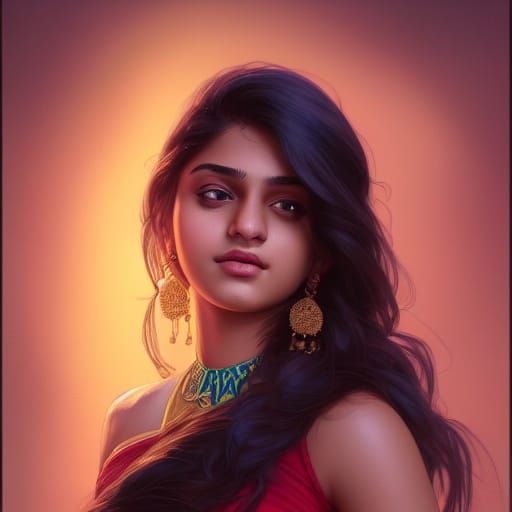 Hyperdetailed Portrait of a Beautiful Desi Teen
