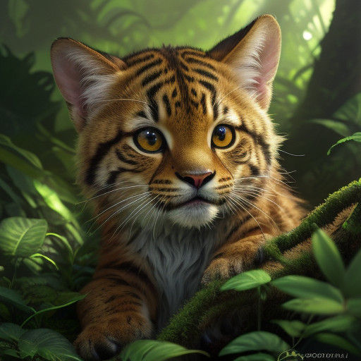 Vibrant Baby Animals in a Lush Forest