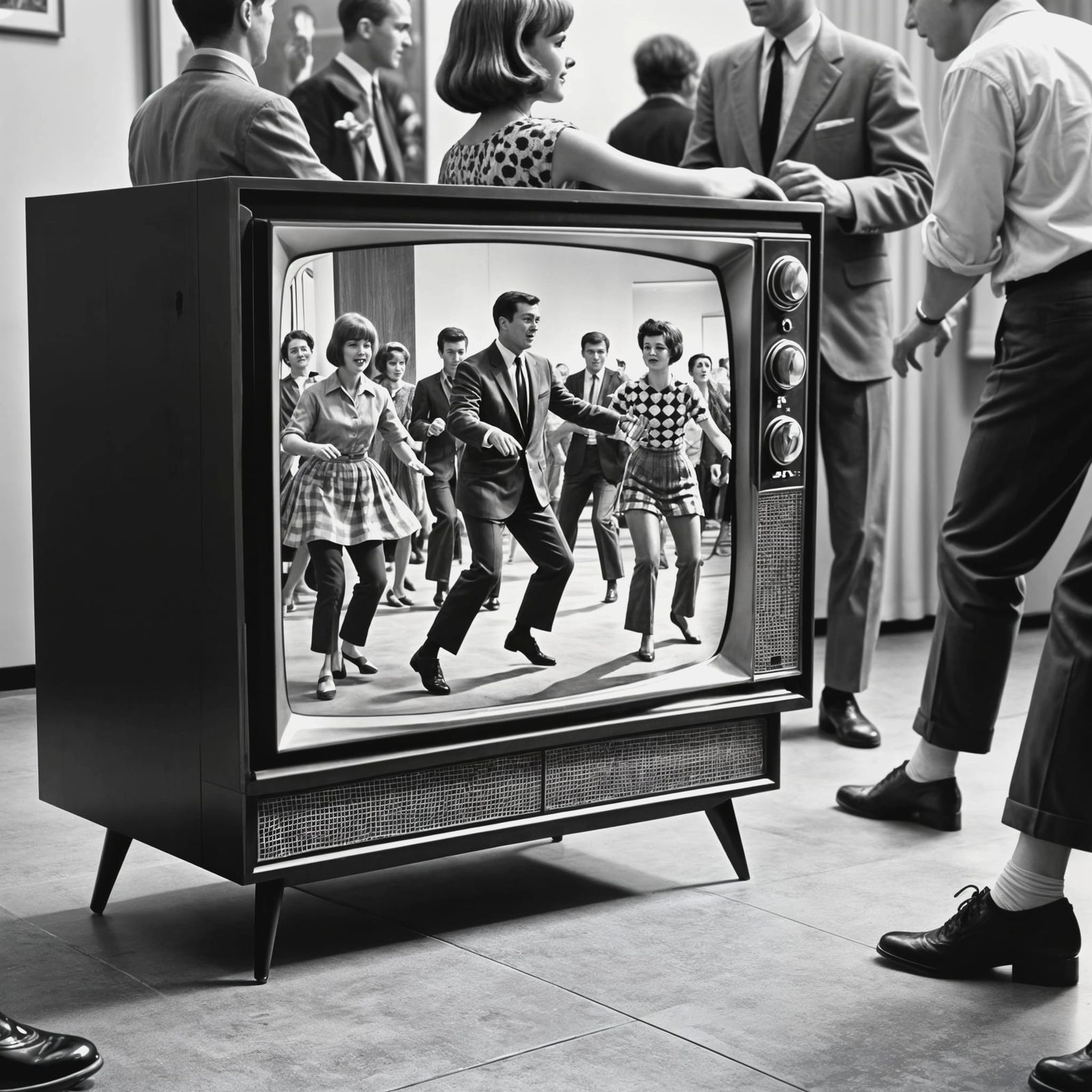 Retro TV Moment of a Dancer Doing the Twist