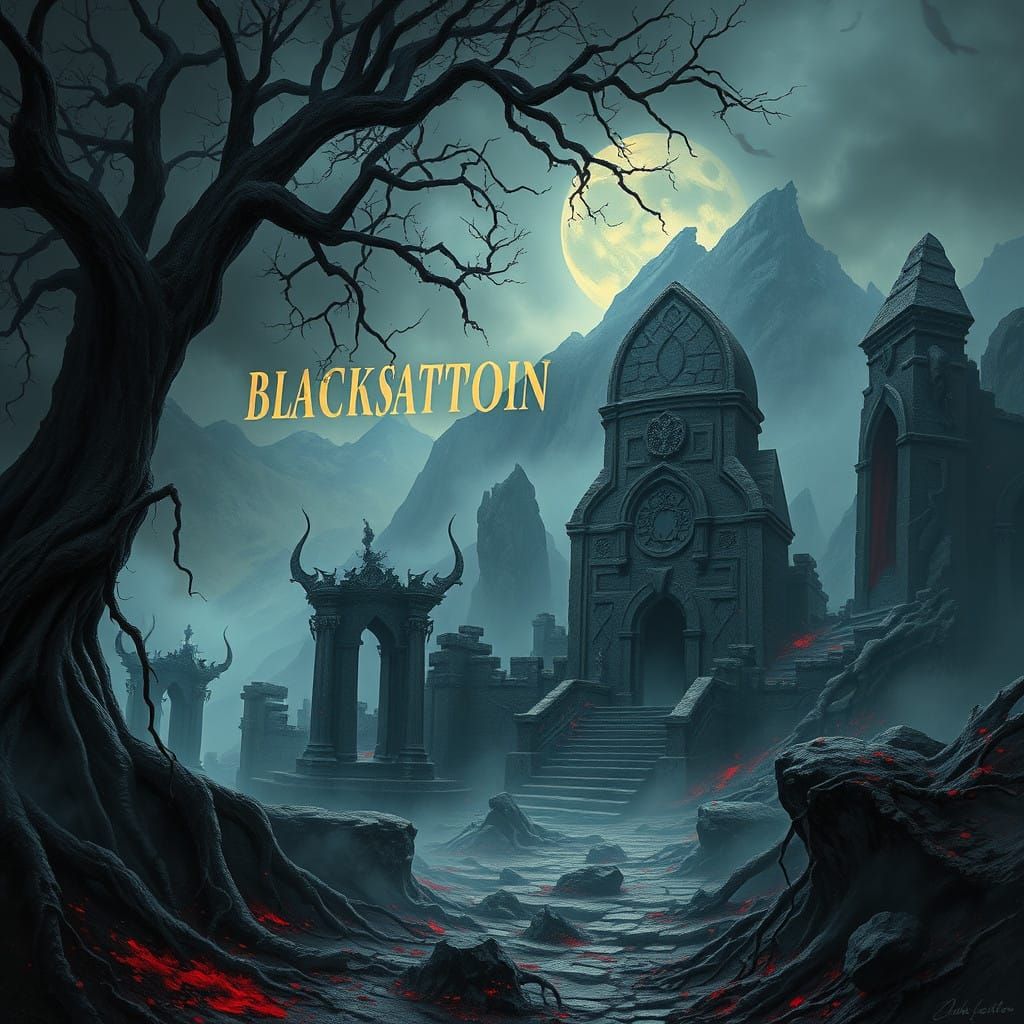 Dark Fantasy Landscape in Cyberpunk Style