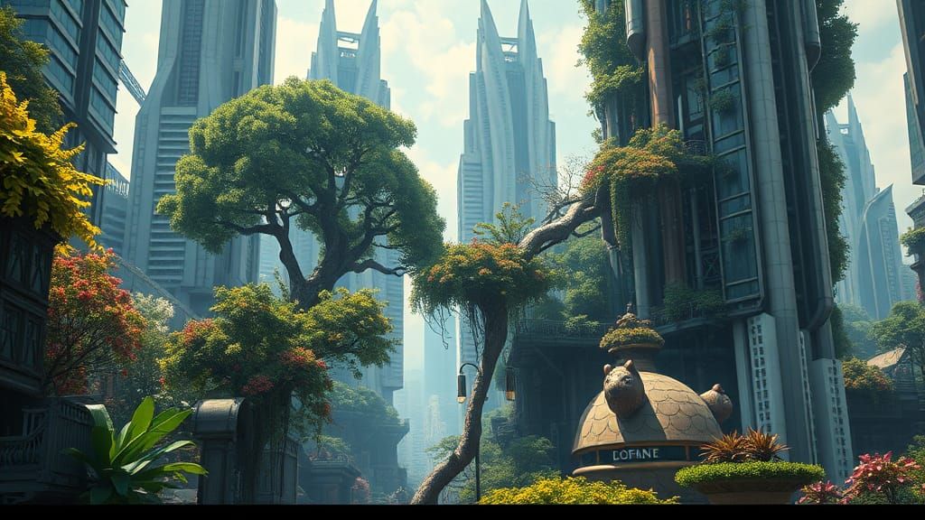 Botanical Takeover: Futuristic Cityscape Concept Art