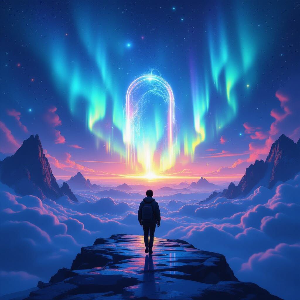 Ascending Through Dreamscapes in a Fantastical Style