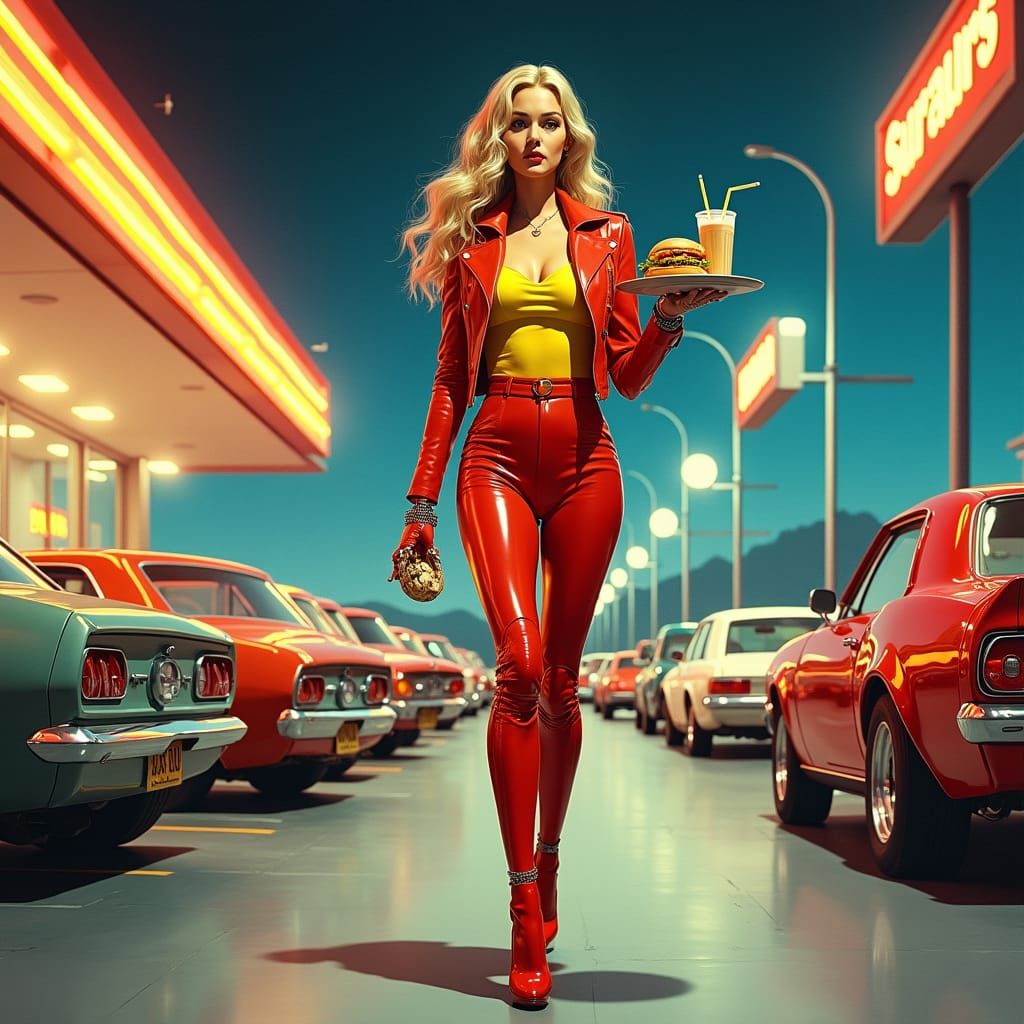 Retro 80s Cyberpunk Cyborg in Space