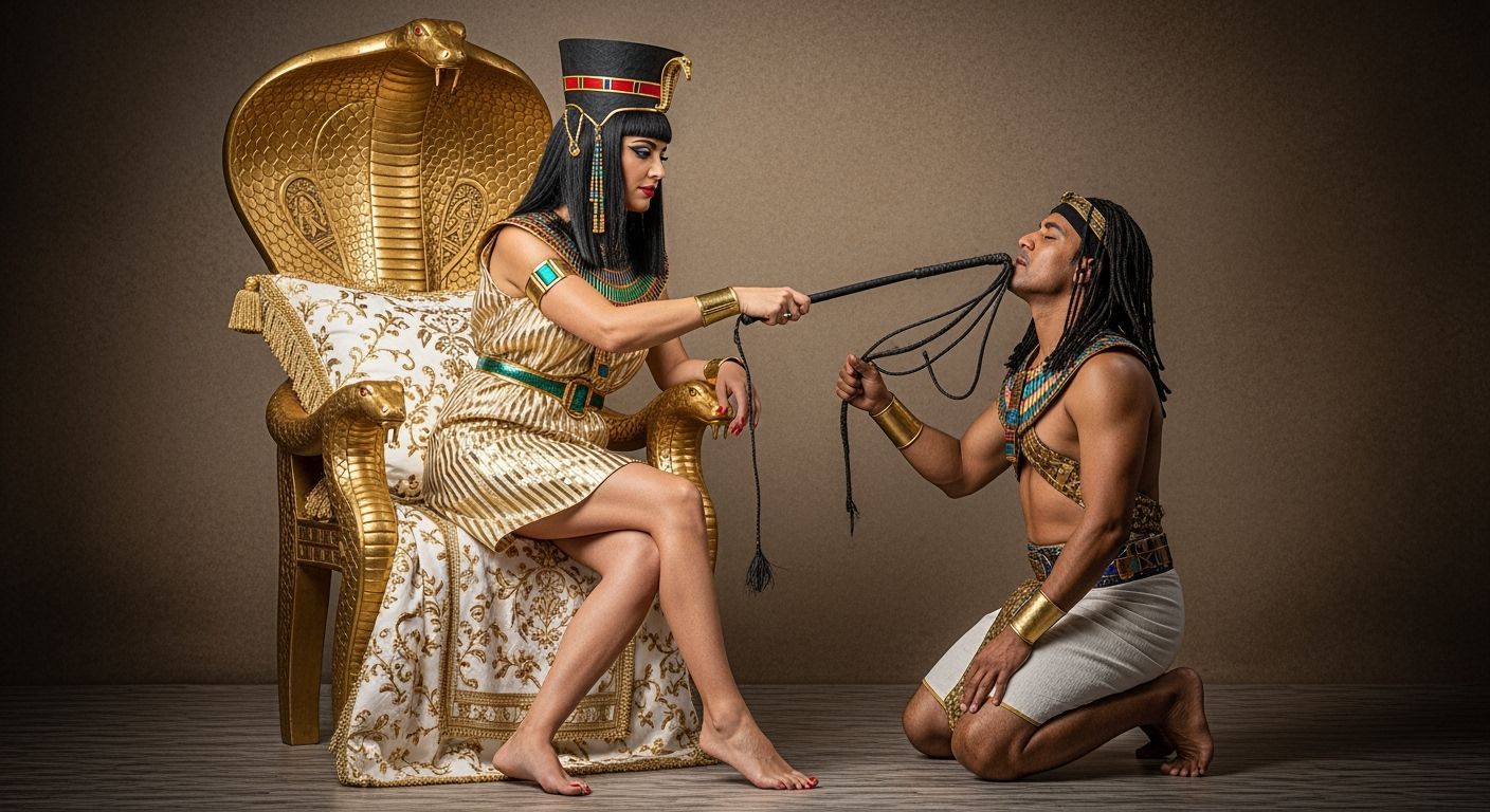 Egyptian Queen on Golden Throne, Photorealistic Style