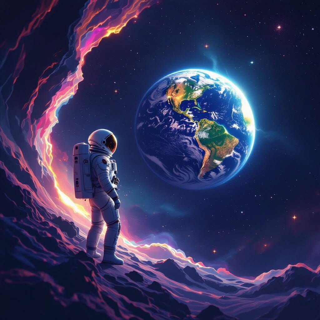 Astronaut Encounters Mirror Earth in Cosmic Rift