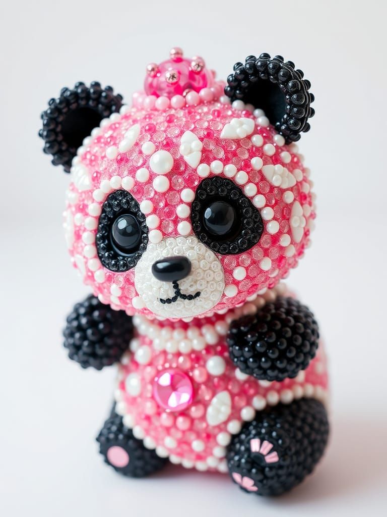 Sparkling Beaded Panda in Playful Dreamy Style