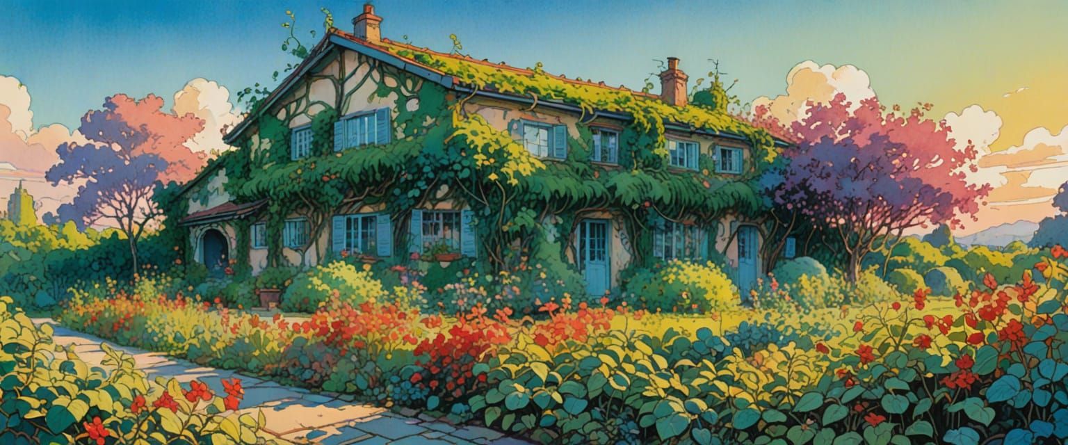 Overgrown Garden in Bright Morning Sunlight