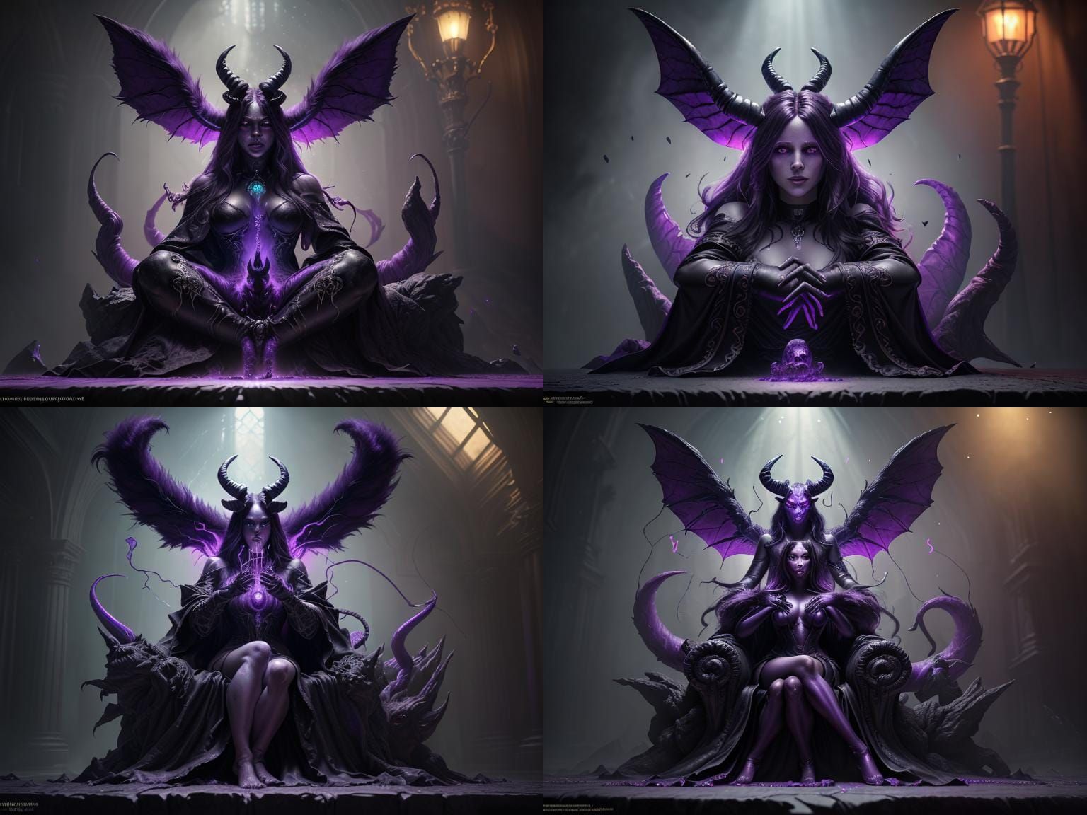 Hyperrealistic Demon Baphomet on Obsidian Throne