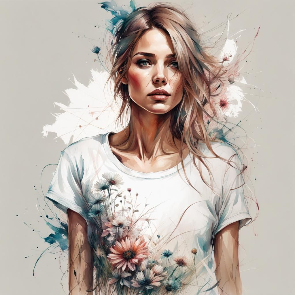 Woman in White T-Shirt: Detailed Portrait