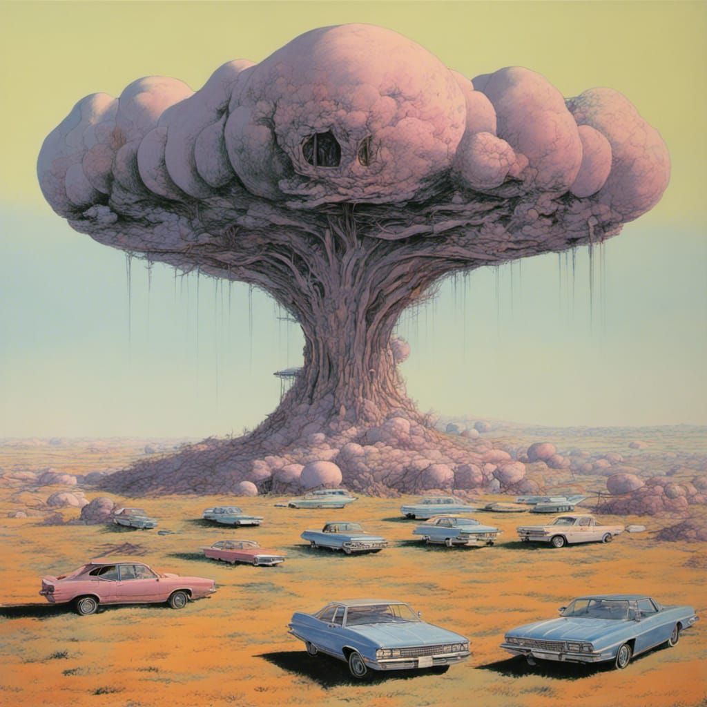 Pastel Suburban Sprawl in Roger Dean Style