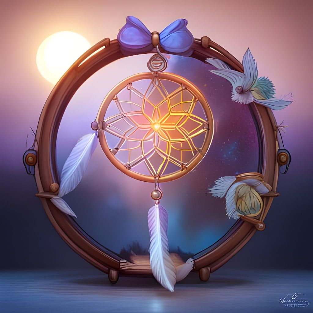 Dreamcatcher Collecting Dreams in Storybook Watercolor Style