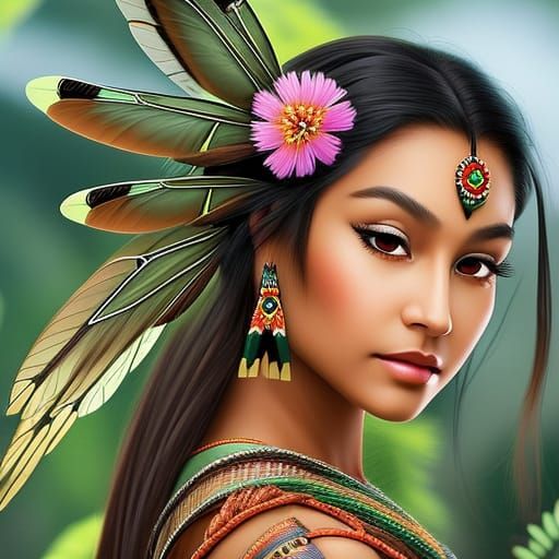 Native American Teen with Dragonfly Wings