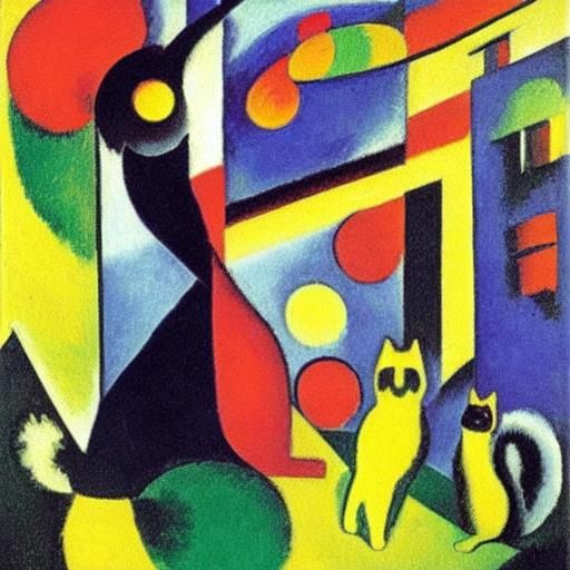 Fluorescent Cat Art Inspired by Expressionism