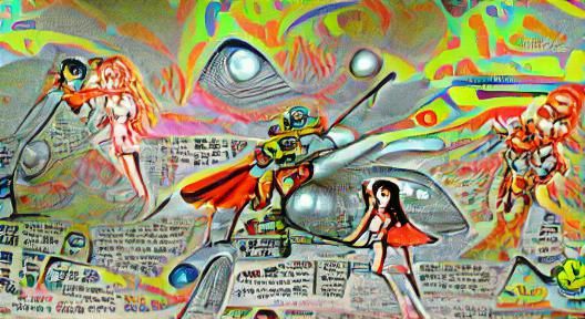 Magma Man vs Mecha Sailor Girl in Retro Comic Style