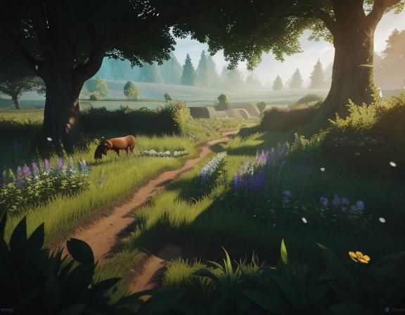 Hobbit in Farmyard: 3D Game Cinematic Graphics