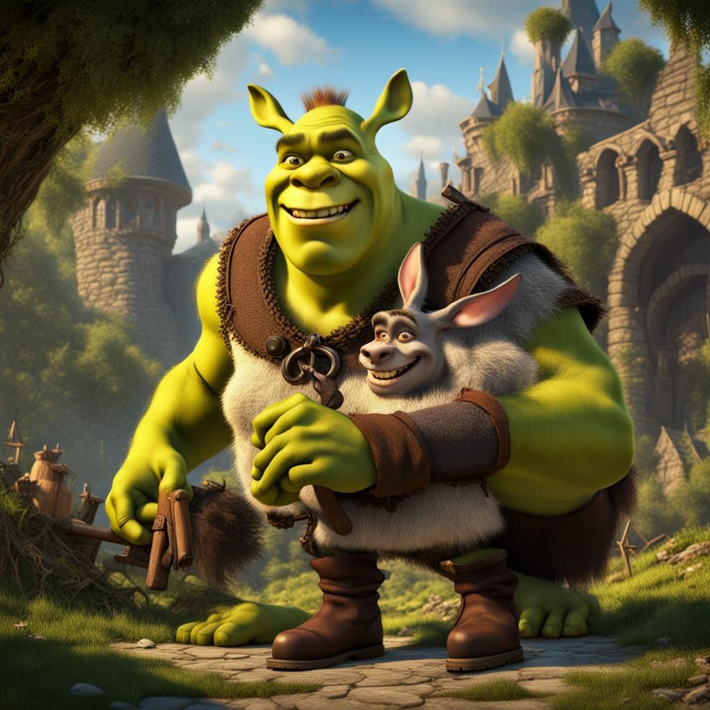 Shrek and Donkey: Detailed Fantasy Concept Art