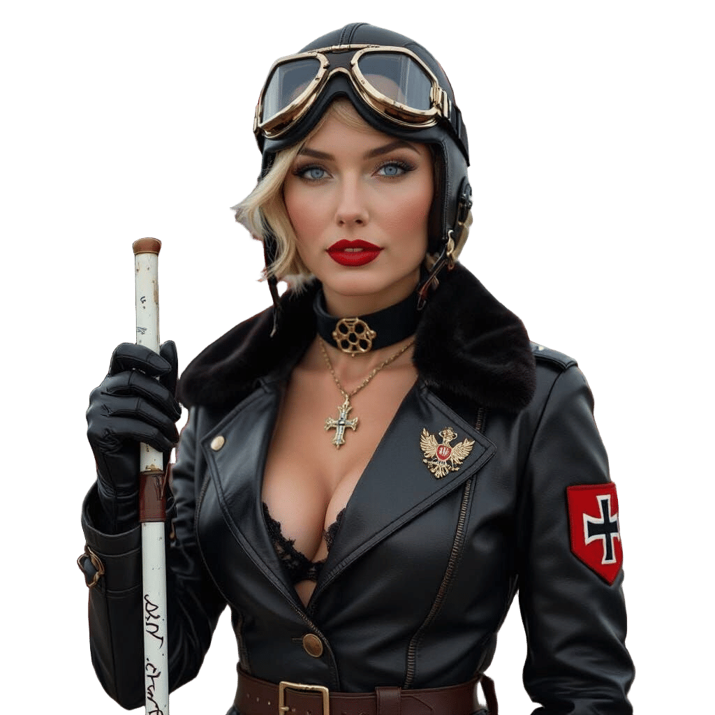 Bloody Red Baroness in Comic Style with Fokker Triplane