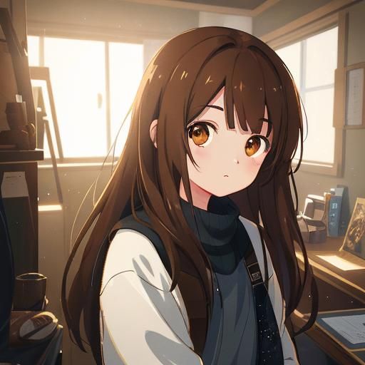 Anime Girl Portrait in 3D Style