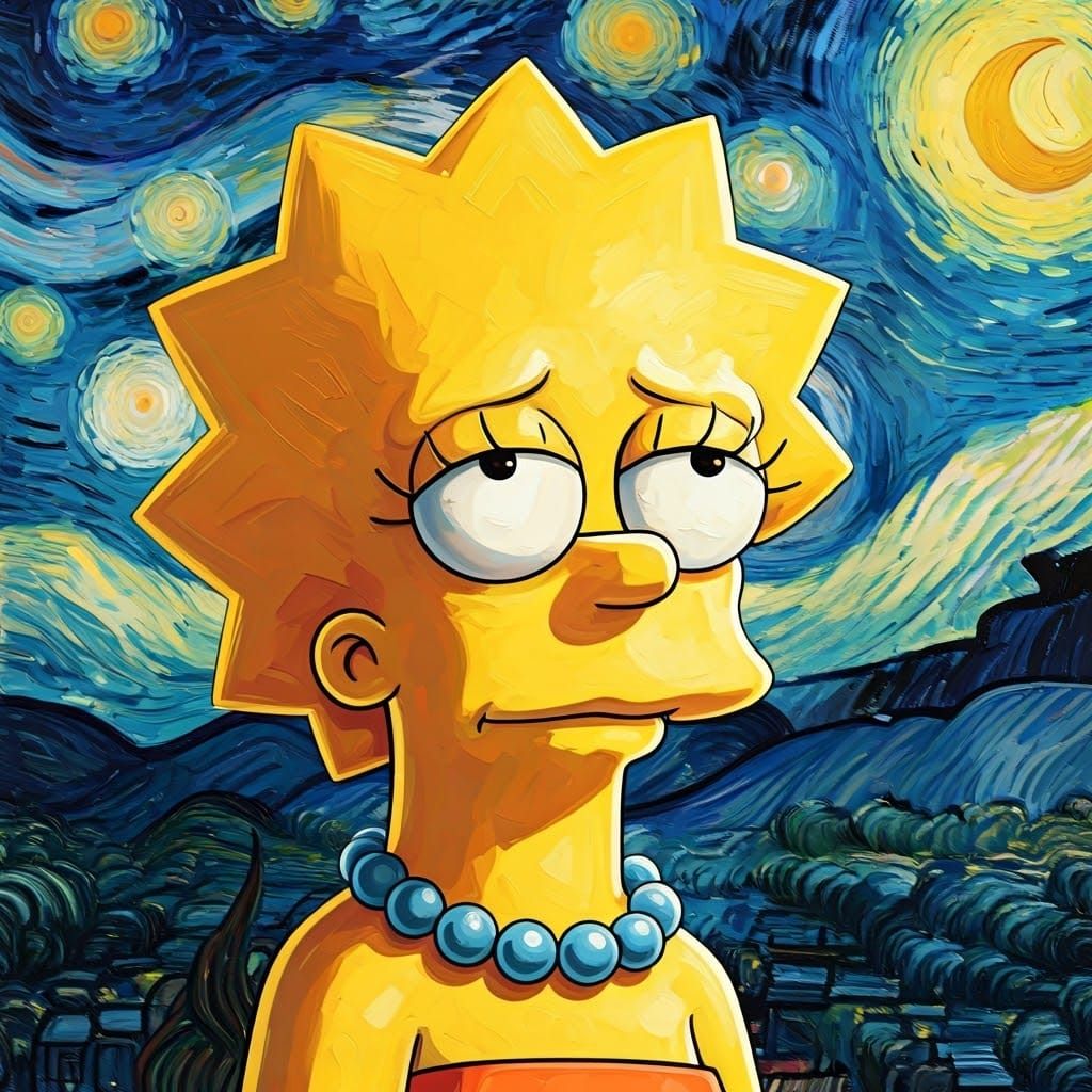 Lisa Simpson as Expressionist Gouache Portrait