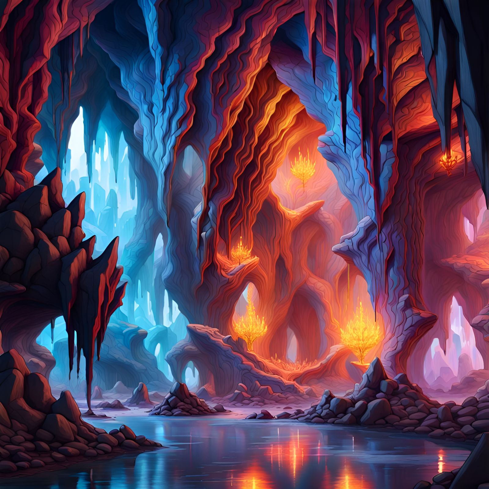 Crystal Caves and Dragon: Detailed Fantasy Art