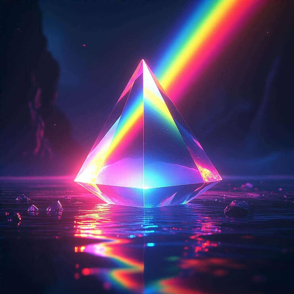 Synthwave Prism Refracting Light as Digital Art