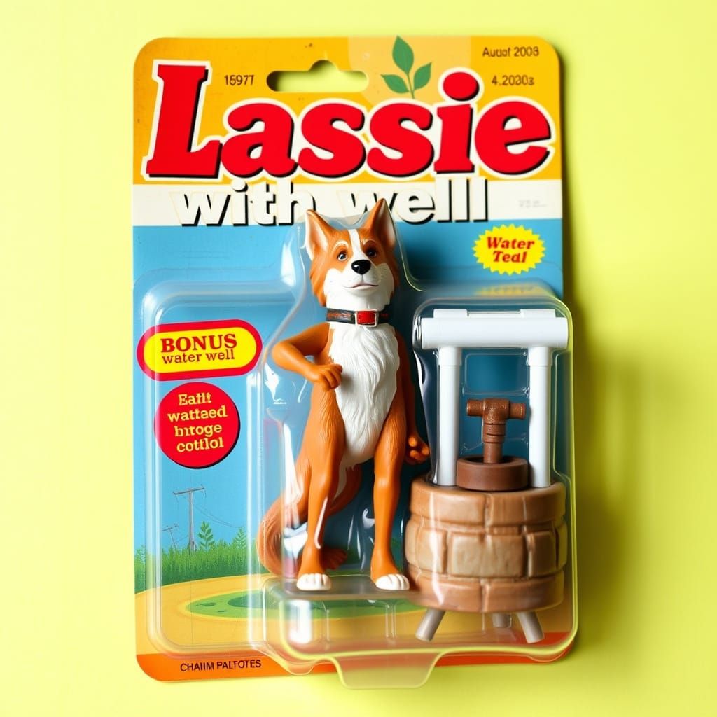 Vintage-Style Lassie Action Figure with Bonus Water Well, Di...