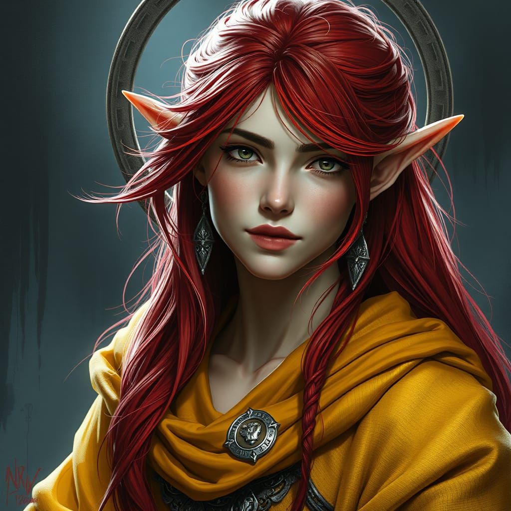 High-Elf Female with Red Hair in Fantasy Art