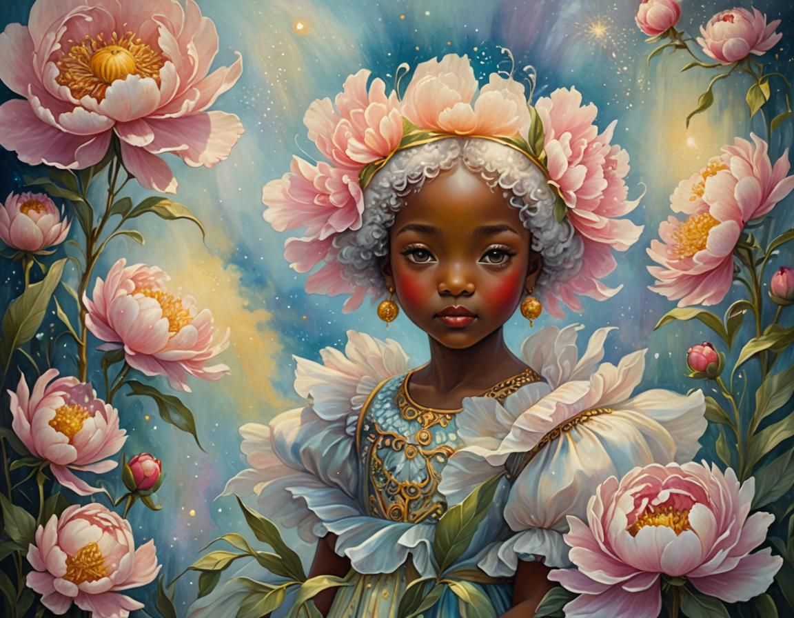 Peony Fairy: An Ethereal Oil Painting Masterpiece