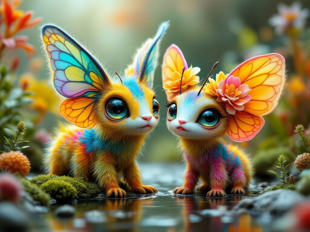 Surreal Hybrid Insects Dance in Exotic Alien Garden