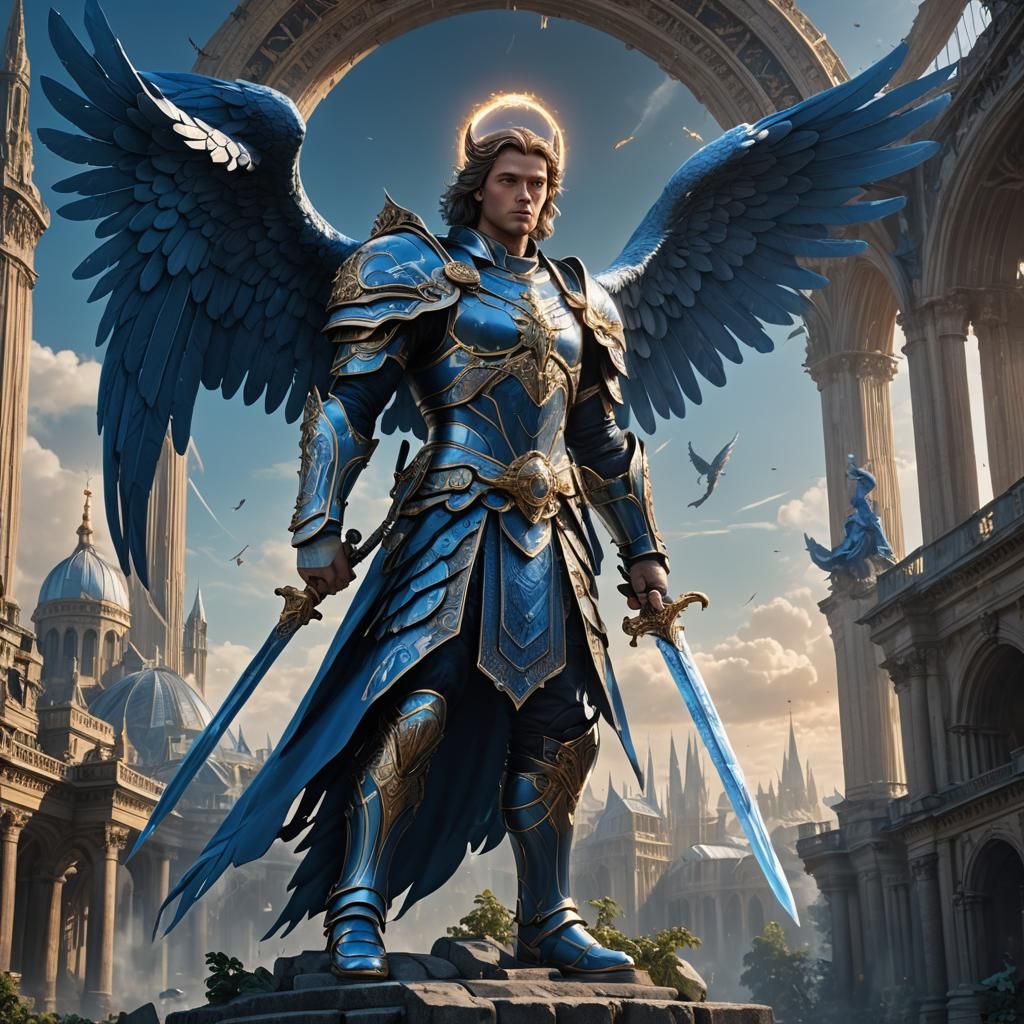 Archangel Michael with Sword Before Crystal Palace