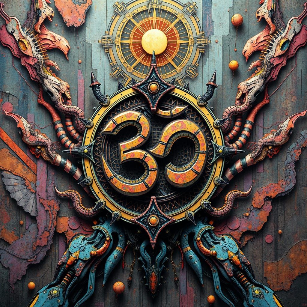 Surreal Symbol of Om in Moebius Style