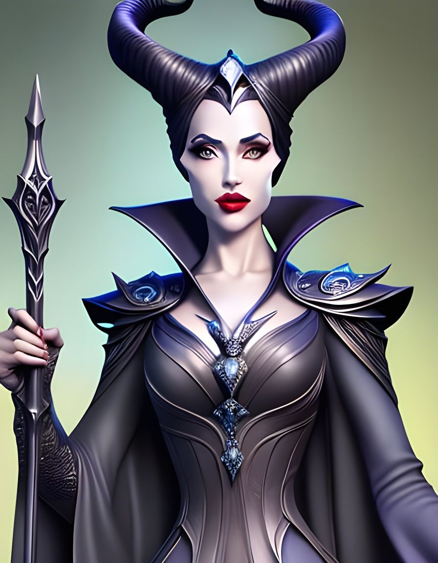 Detailed Painting of Maleficent in Witchcore Style