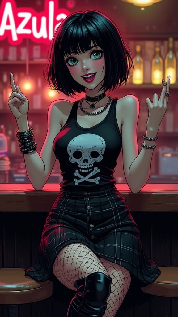 Azula's Rebellious Spirit in a Dark Dive Bar
