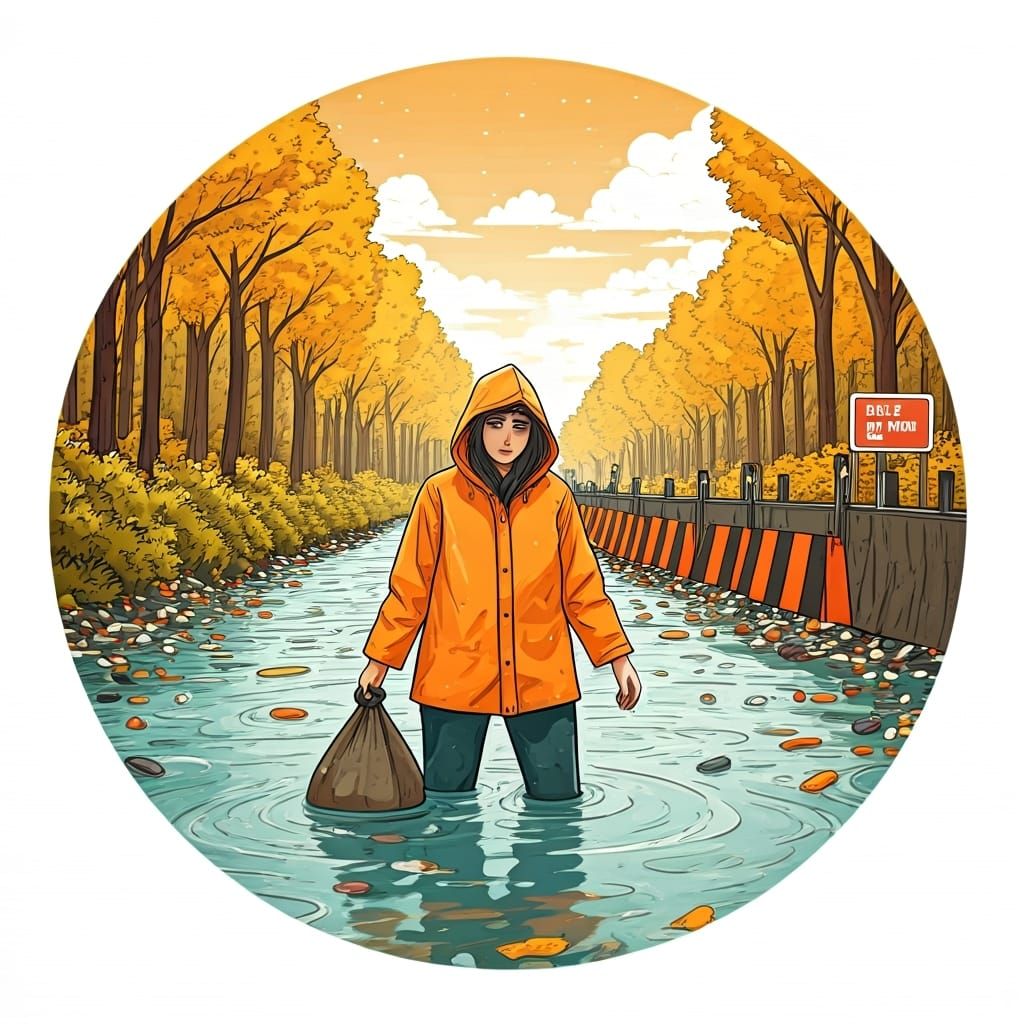 Nurdle Barricade Logo: Woman Collecting River Plastic