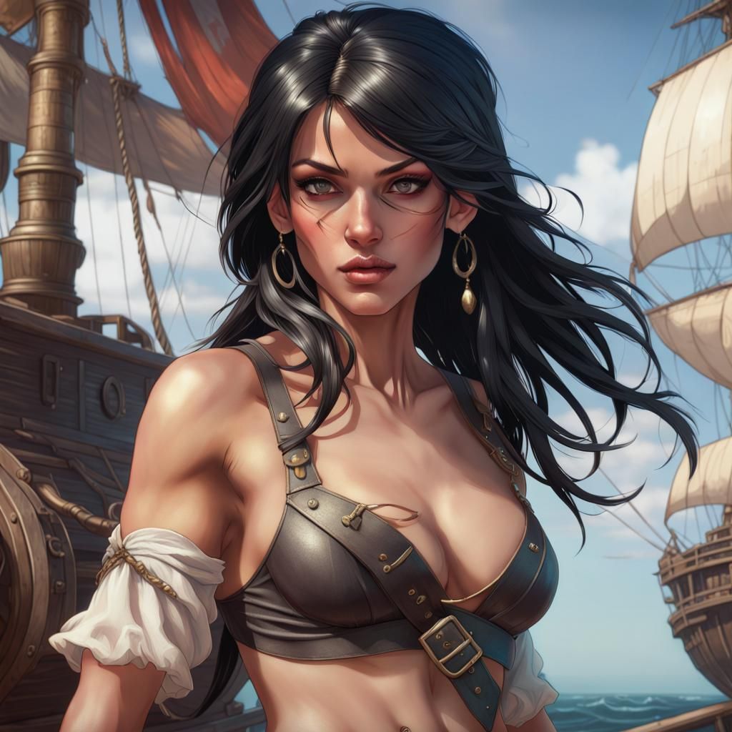 Detailed Portrait of a Pirate in Splash Art Style