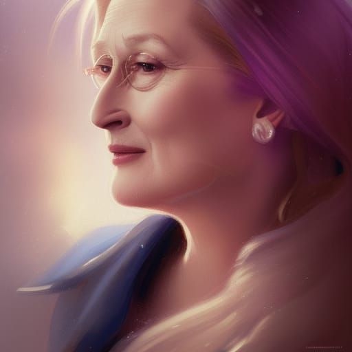 Meryl Streep Portrait in Art Nouveau Style