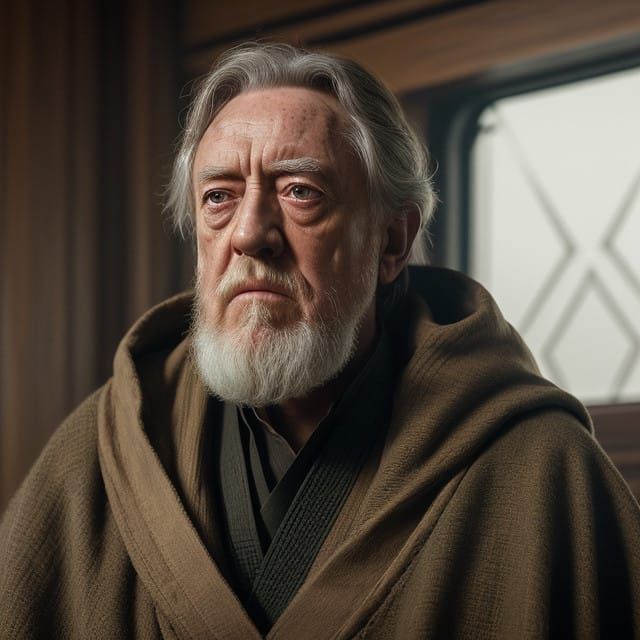 Epic Portrait of Wise Jedi Master in Traditional Robes