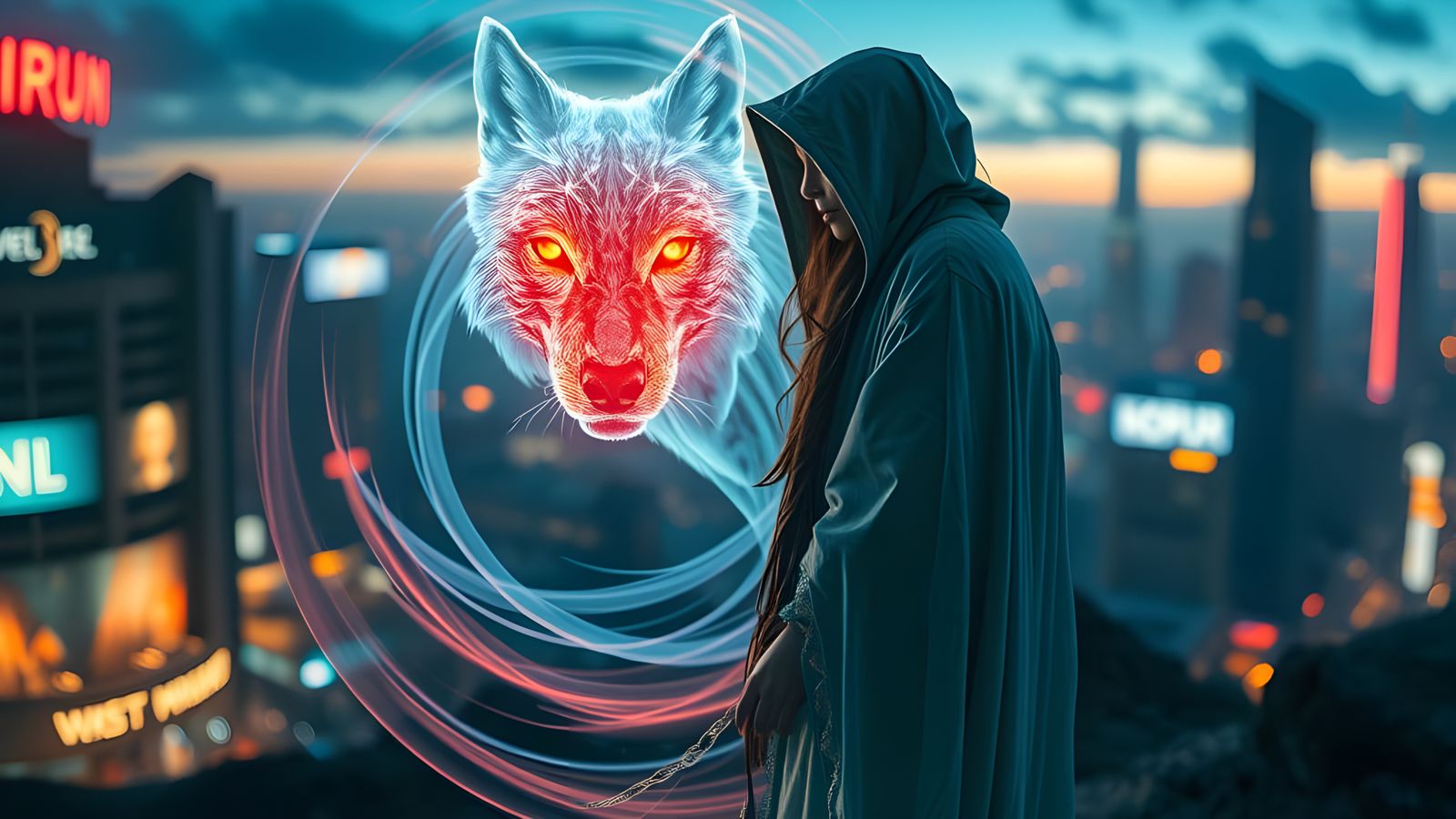 Cyberpunk Shaman Confronts Ancient Power in Neon City