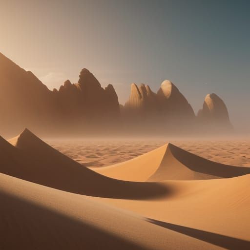 Epic 3D Cinematic Landscape of the Gobi Desert in Turbulent ...