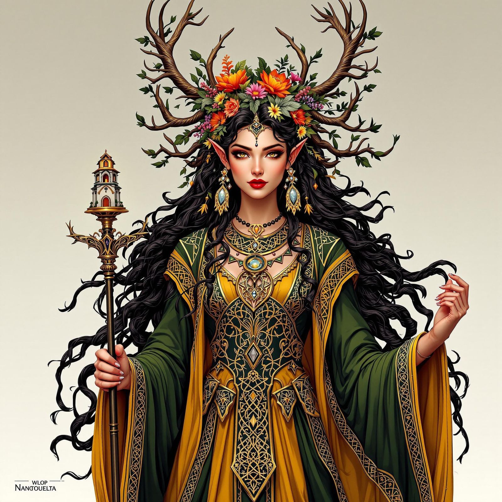 Celtic Goddess of Nature in Art Nouveau Style