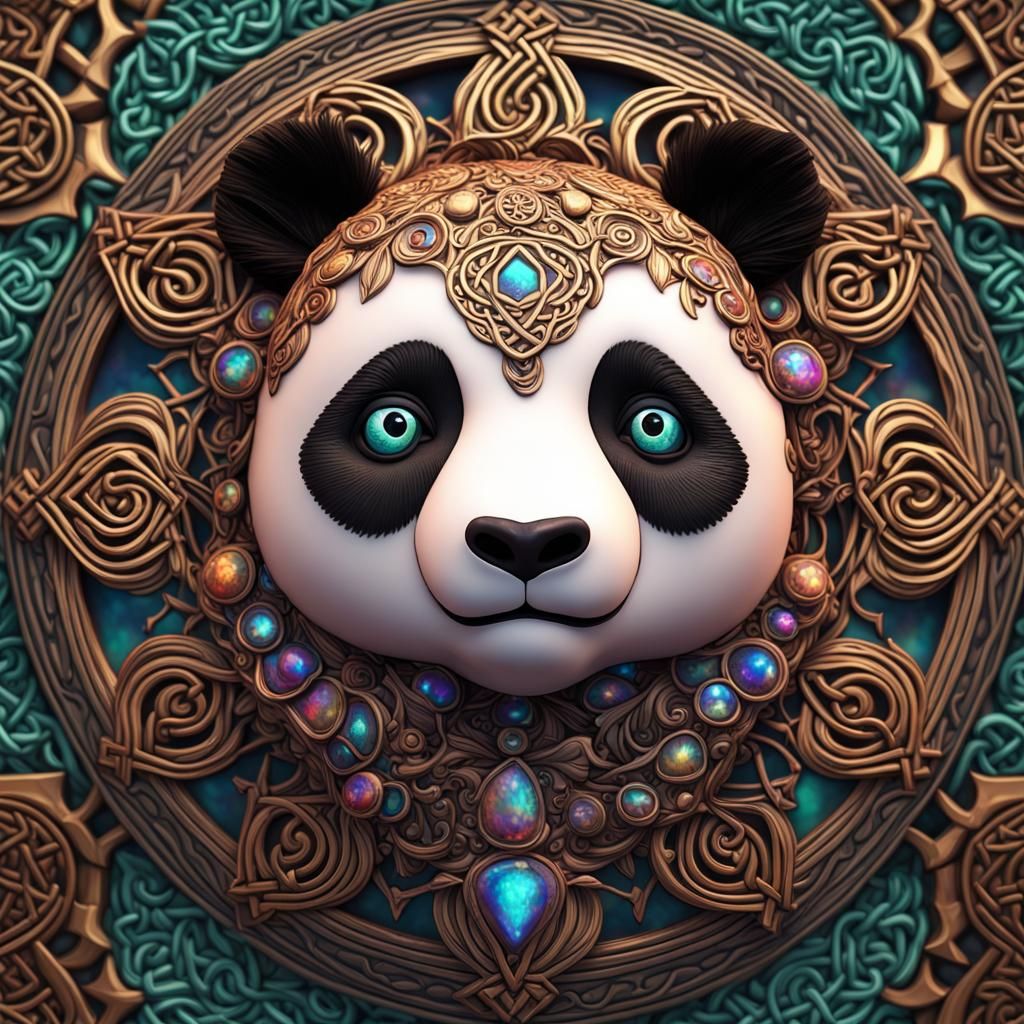 Hypersylized Celtic Panda Design in Geometric Style