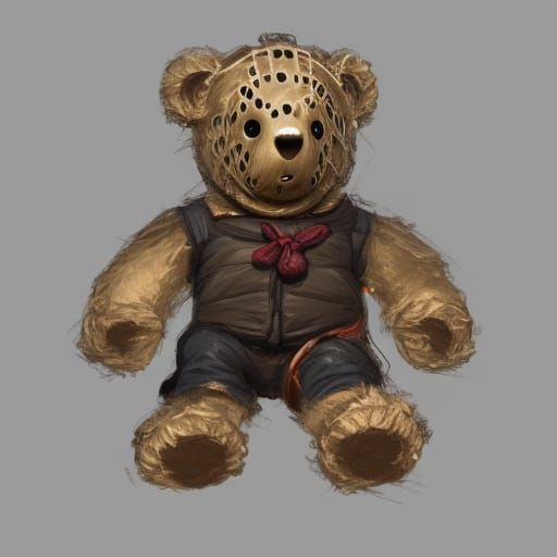 Teddy Bear Jason Voorhees Portrait in Hyperdetailed Style
