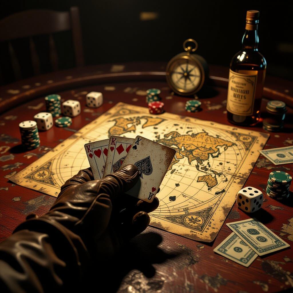 Vintage Poker Game in Syd Mead Style