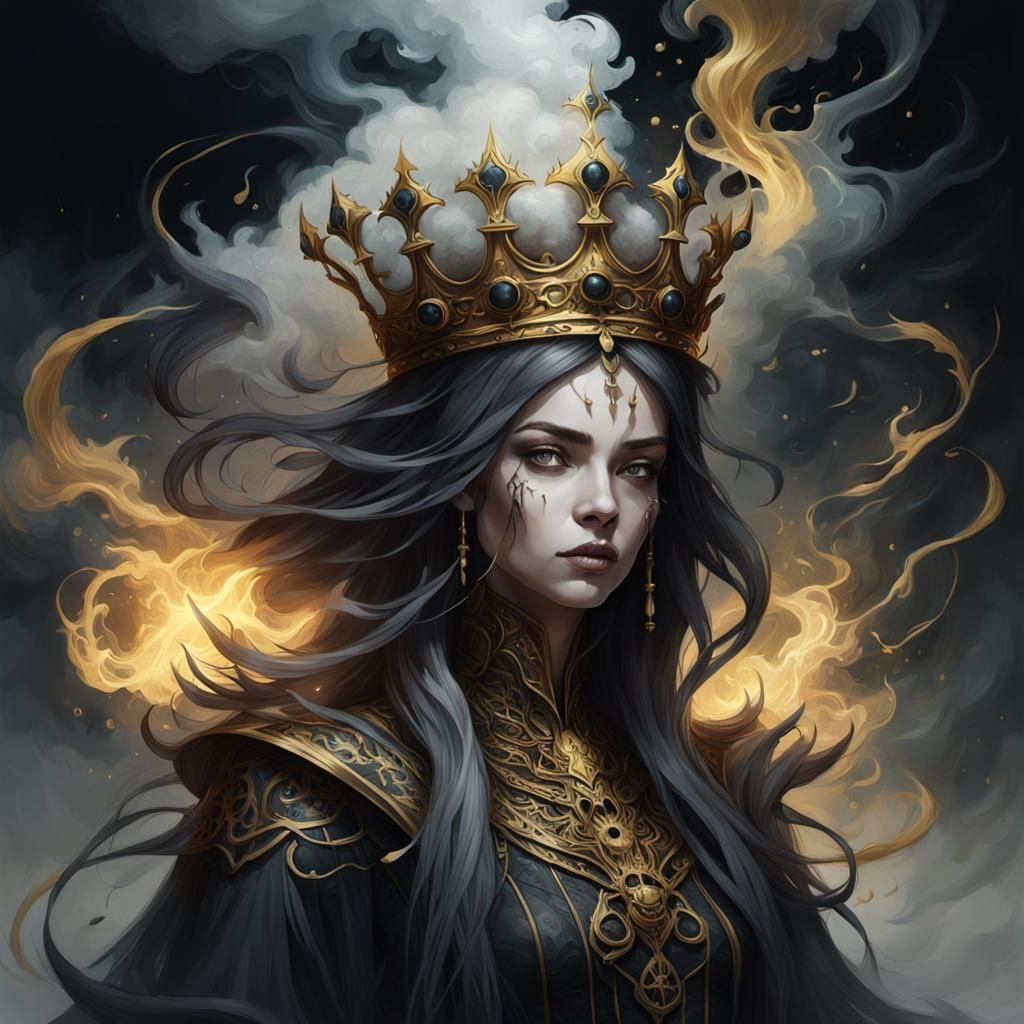 Smoke Queen Portrait in Eerie Fantasy Art Style