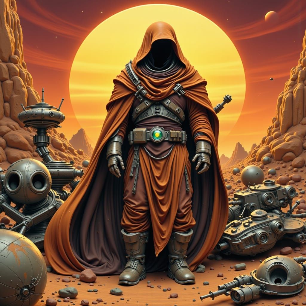 Jawa in Sandcrawler Cockpit: Gritty Sci-Fi Realism