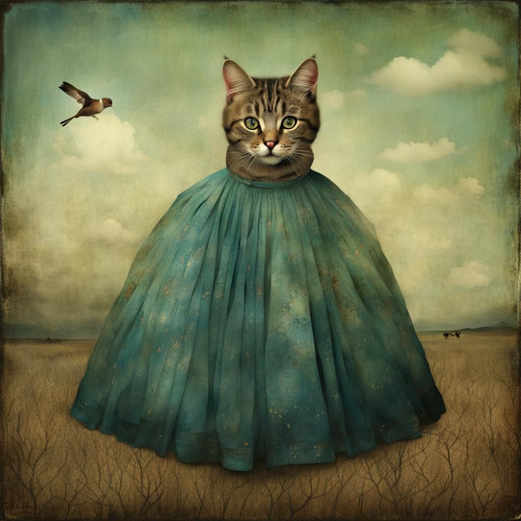 Surreal Cat Portrait in Dark Fantasy Style
